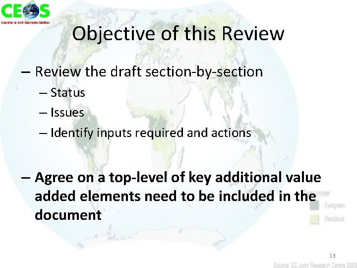 Objective of this Review – Review the draft section-by-section – Status – Issues –