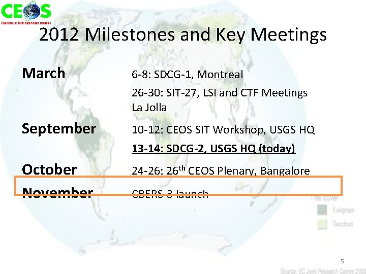 2012 Milestones and Key Meetings March 6 -8: SDCG-1, Montreal 26 -30: SIT-27, LSI