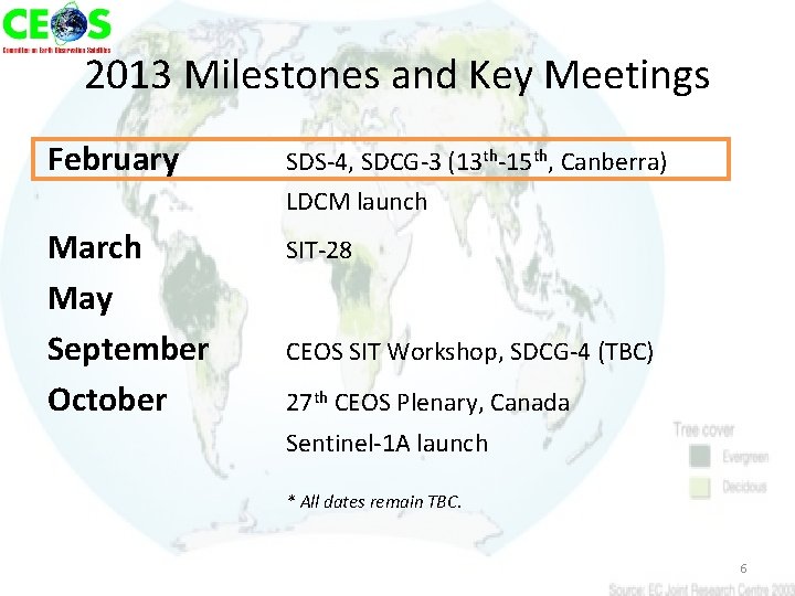 2013 Milestones and Key Meetings February SDS-4, SDCG-3 (13 th-15 th, Canberra) LDCM launch