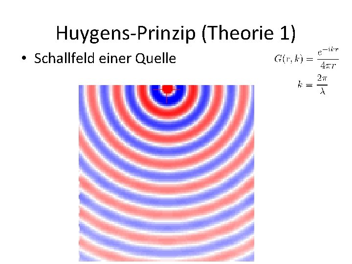 Huygens-Prinzip (Theorie 1) • Schallfeld einer Quelle 