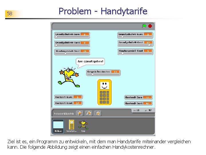 58 Problem - Handytarife Ziel ist es, ein Programm zu entwickeln, mit dem man