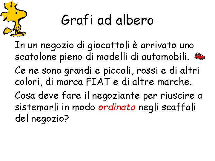 Grafi ad albero In un negozio di giocattoli è arrivato uno scatolone pieno di