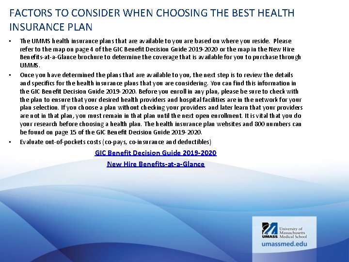 FACTORS TO CONSIDER WHEN CHOOSING THE BEST HEALTH INSURANCE PLAN • • • The