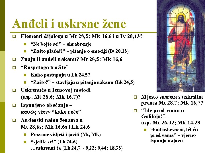 Anđeli i uskrsne žene p Elementi dijaloga u Mt 28, 5; Mk 16, 6