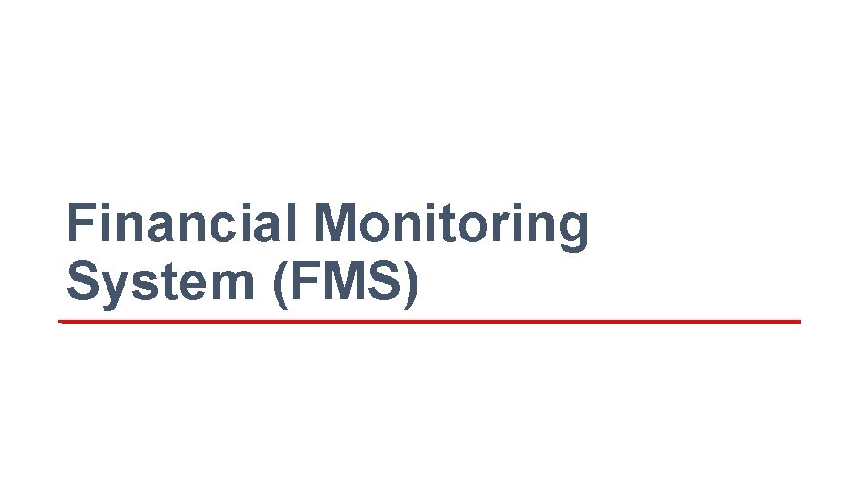 Financial Monitoring System (FMS) 