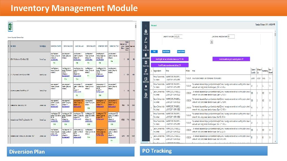 Inventory Management Module Diversion Plan PO Tracking 