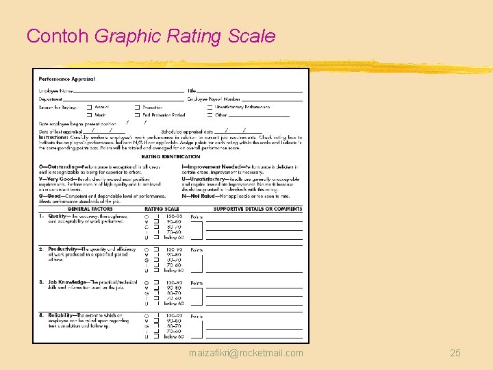 Contoh Graphic Rating Scale maizafikri@rocketmail. com 25 