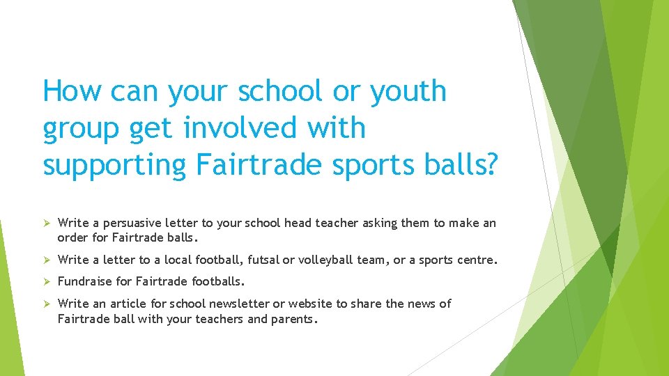How can your school or youth group get involved with supporting Fairtrade sports balls?