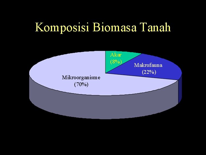 Komposisi Biomasa Tanah Akar (8%) Mikroorganisme (70%) Makrofauna (22%) 