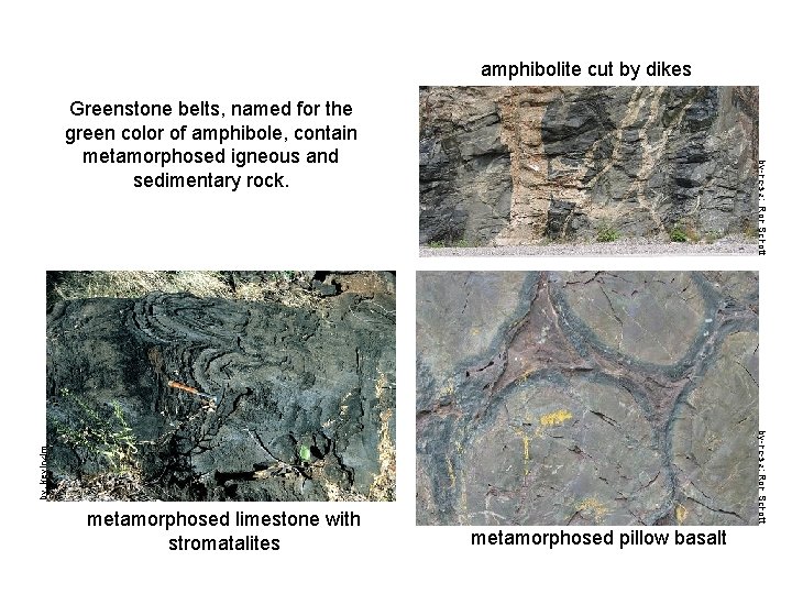 amphibolite cut by dikes by-nc-sa: Ron Schott Greenstone belts, named for the green color
