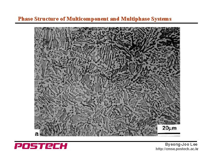 Phase Structure of Multicomponent and Multiphase Systems Byeong-Joo Lee http: //cmse. postech. ac. kr