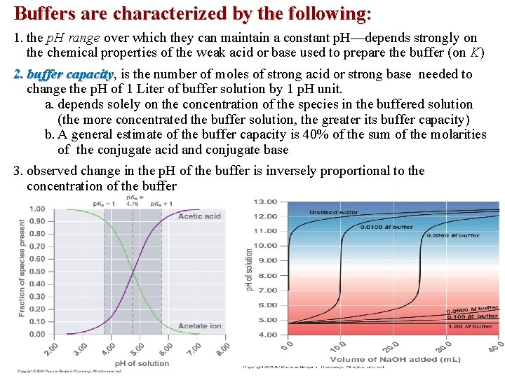 Buffers are characterized by the following: 1. the p. H range over which they