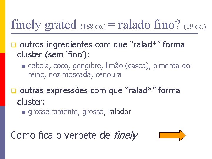 finely grated (188 oc. ) = ralado fino? (19 oc. ) q outros ingredientes