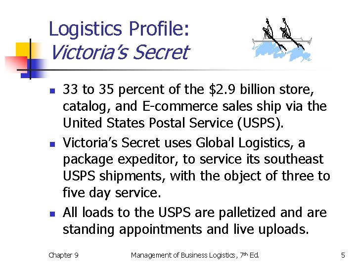 Logistics Profile: Victoria’s Secret n n n 33 to 35 percent of the $2.