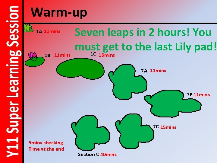 Warm-up 1 A 11 mins 1 B 11 mins Seven leaps in 2 hours!