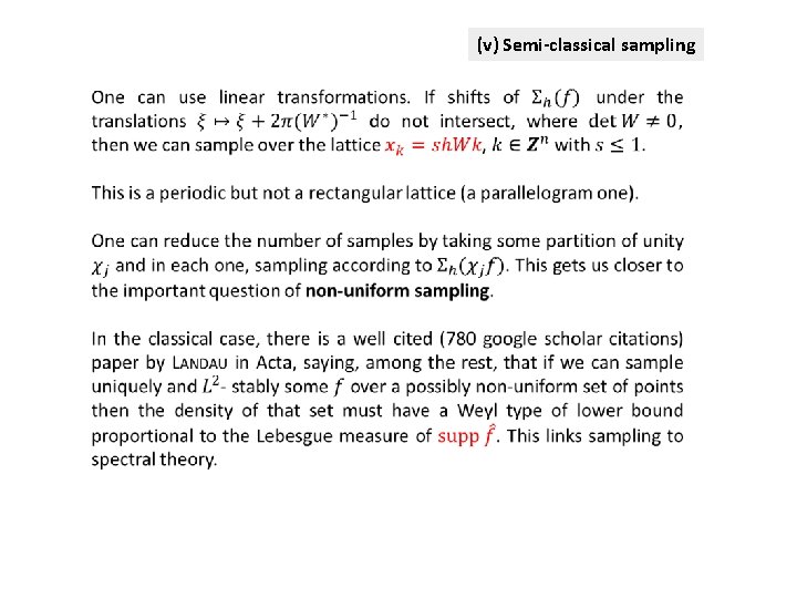 (v) Semi-classical sampling 