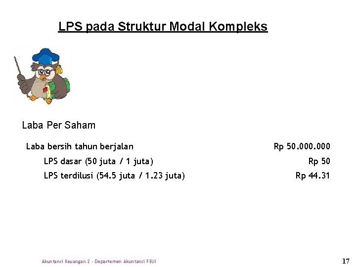 LPS pada Struktur Modal Kompleks Laba Per Saham Laba bersih tahun berjalan LPS dasar