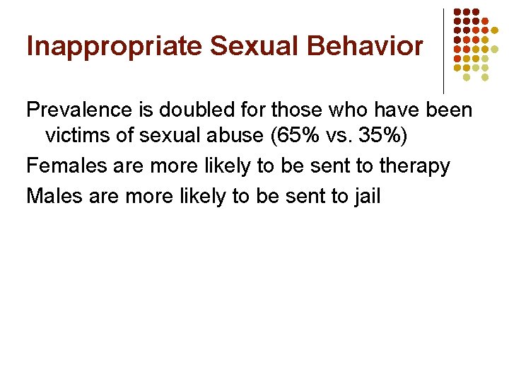 Inappropriate Sexual Behavior Prevalence is doubled for those who have been victims of sexual