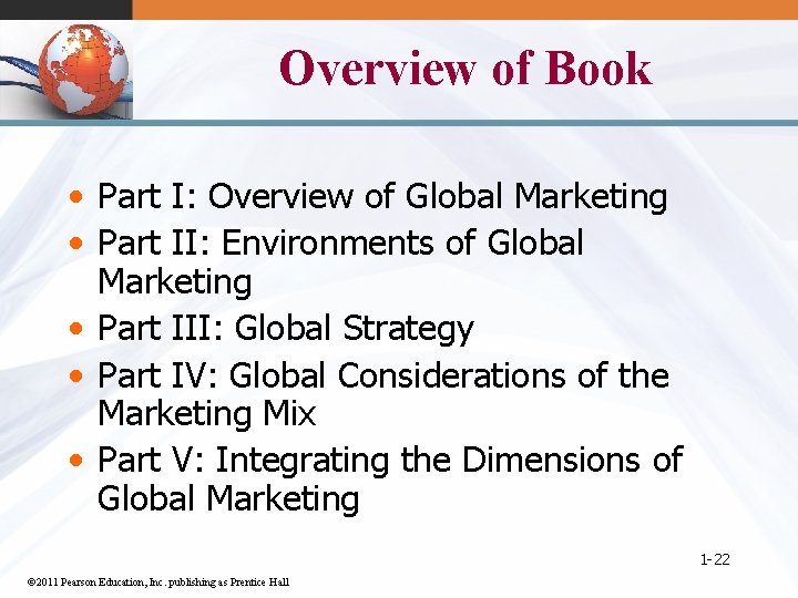 Overview of Book • Part I: Overview of Global Marketing • Part II: Environments