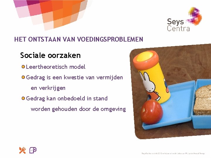 HET ONTSTAAN VOEDINGSPROBLEMEN Sociale oorzaken Leertheoretisch model Gedrag is een kwestie van vermijden en