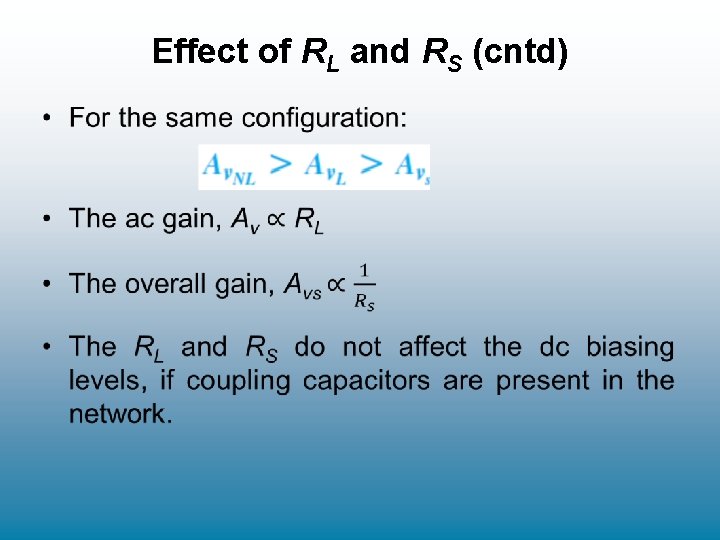 Effect of RL and RS (cntd) • Effect of RL and RS (cntd) •