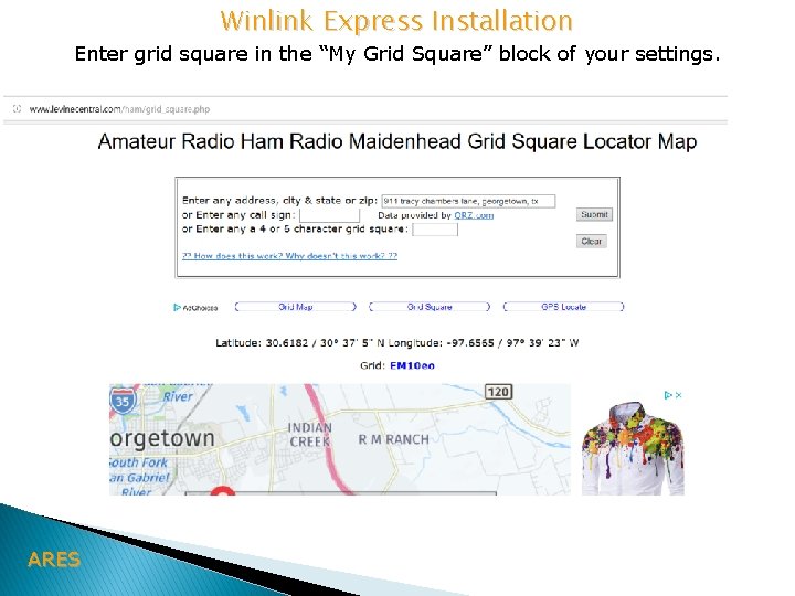 Winlink Express Installation Enter grid square in the “My Grid Square” block of your