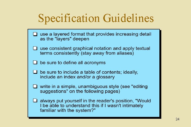 Specification Guidelines 24 