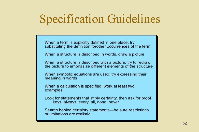Specification Guidelines 26 