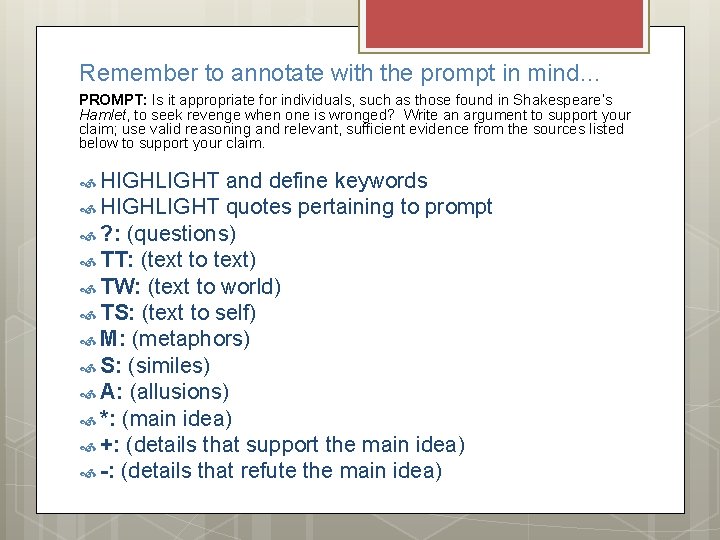 Remember to annotate with the prompt in mind… PROMPT: Is it appropriate for individuals,