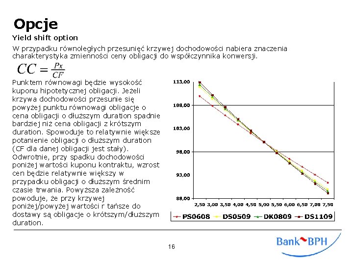 Opcje Yield shift option W przypadku równoległych przesunięć krzywej dochodowości nabiera znaczenia charakterystyka zmienności