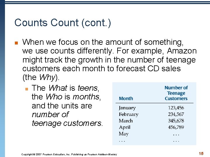 Counts Count (cont. ) n When we focus on the amount of something, we