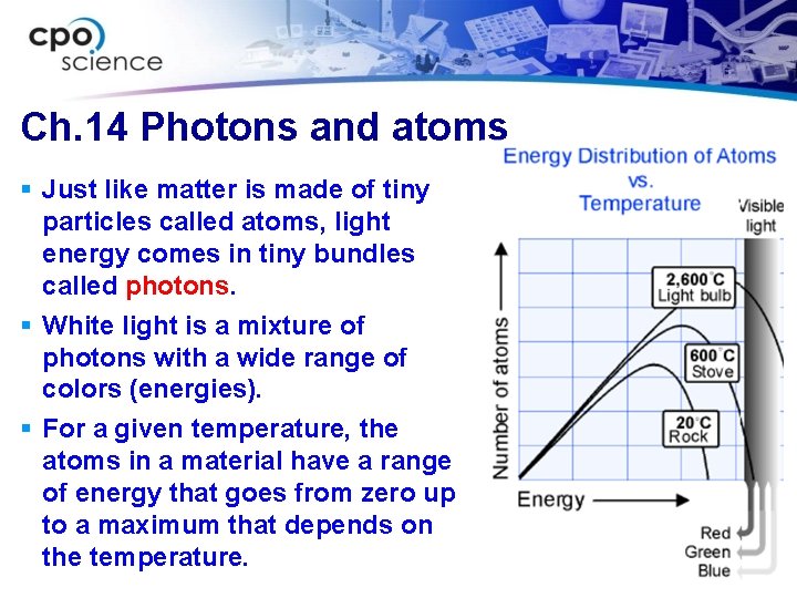 Ch. 14 Photons and atoms § Just like matter is made of tiny particles