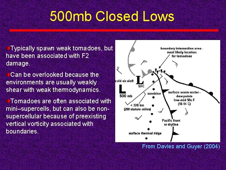 500 mb Closed Lows Typically spawn weak tornadoes, but have been associated with F