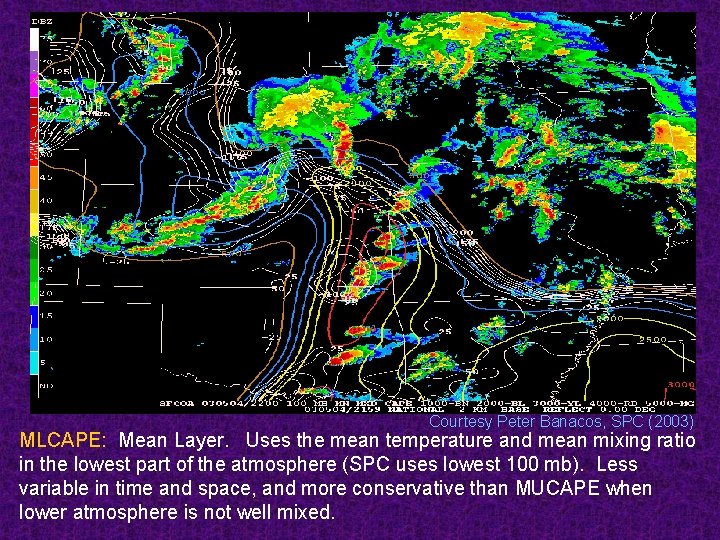 Courtesy Peter Banacos, SPC (2003) MLCAPE: Mean Layer. Uses the mean temperature and mean