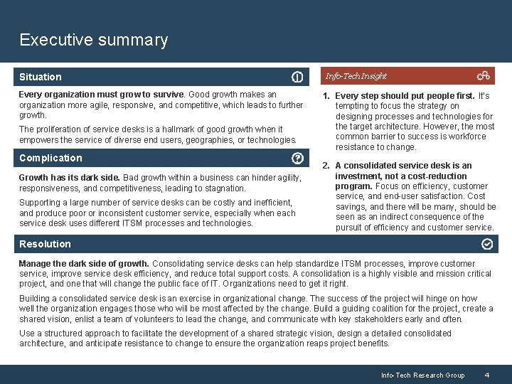 Executive summary Situation Every organization must grow to survive. Good growth makes an organization