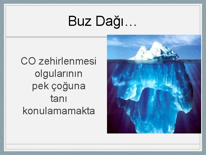 Buz Dağı… CO zehirlenmesi olgularının pek çoğuna tanı konulamamakta 