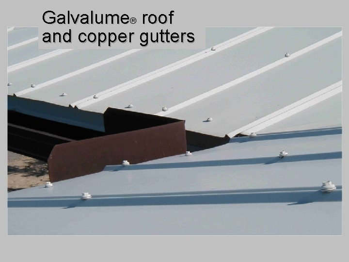 Galvalume® roof and copper gutters 