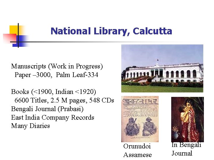 National Library, Calcutta Manuscripts (Work in Progress) Paper – 3000, Palm Leaf-334 Books (<1900,