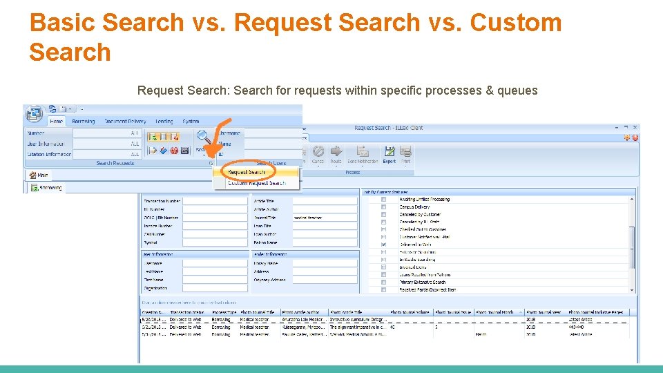 Basic Search vs. Request Search vs. Custom Search Request Search: Search for requests within