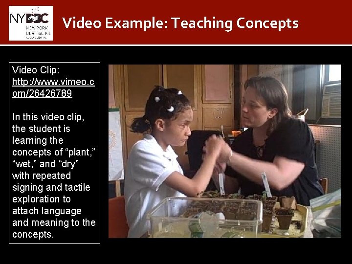Video Example: Teaching Concepts Video Clip: http: //www. vimeo. c om/26426789 In this video