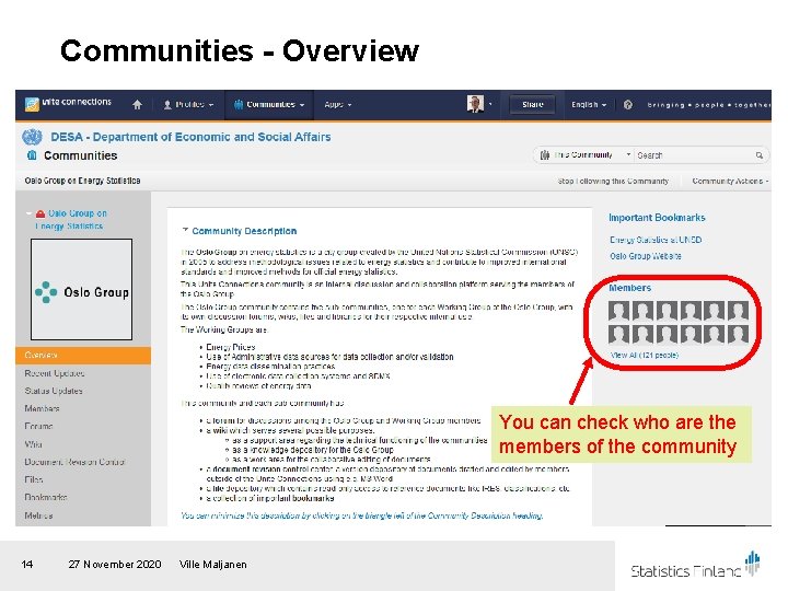 Communities - Overview You can check who are the members of the community 14