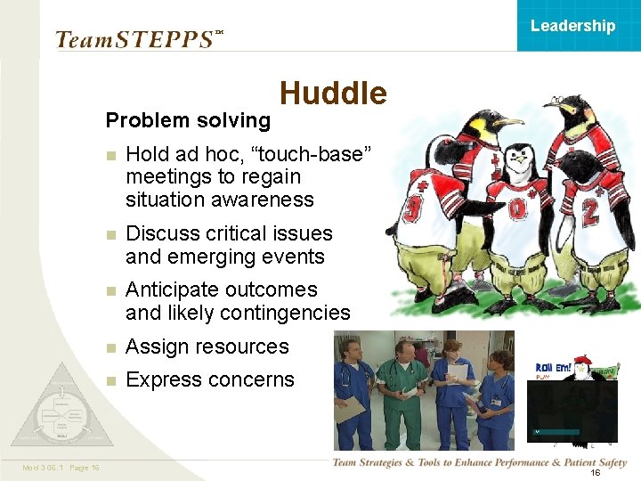 Leadership ™ Problem solving Mod 3 06. 1 Page 16 Huddle n Hold ad