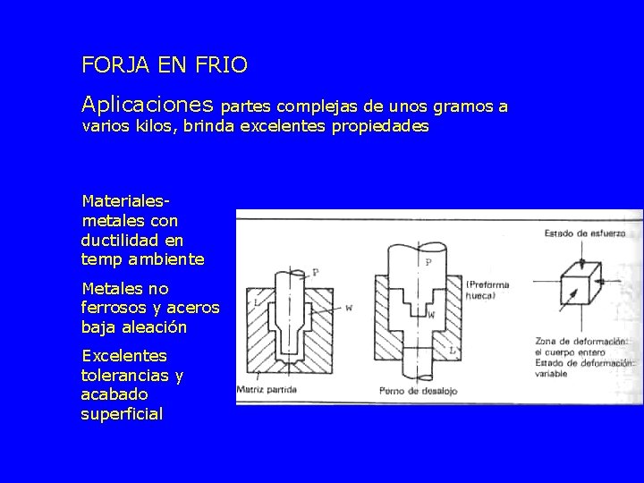 FORJA EN FRIO Aplicaciones partes complejas de unos gramos a varios kilos, brinda excelentes