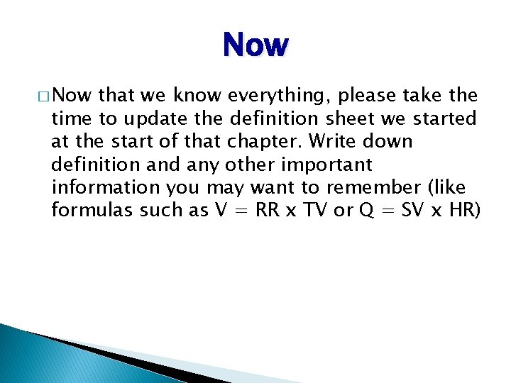 Now � Now that we know everything, please take the time to update the Now � Now that we know everything, please take the time to update the