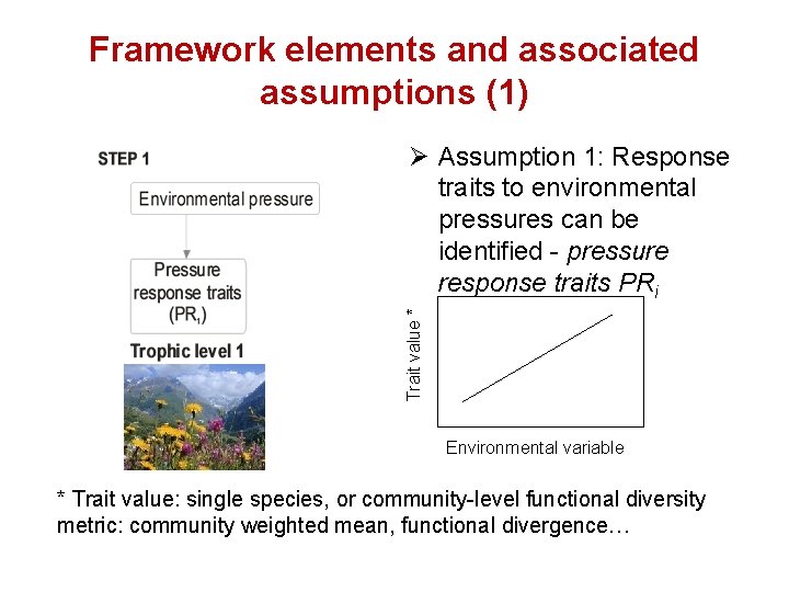 Framework elements and associated assumptions (1) Trait value * Ø Assumption 1: Response traits