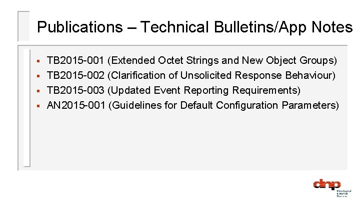 Publications – Technical Bulletins/App Notes § § TB 2015 -001 (Extended Octet Strings and