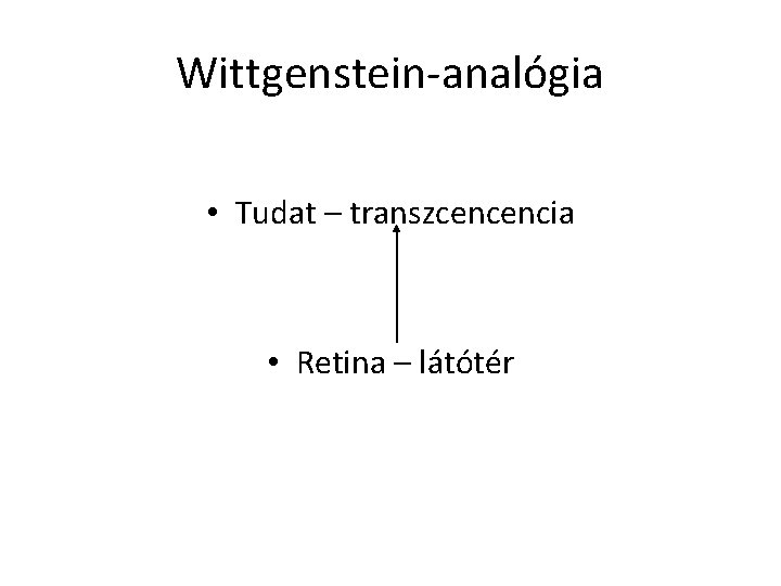 Wittgenstein-analógia • Tudat – transzcencencia • Retina – látótér 