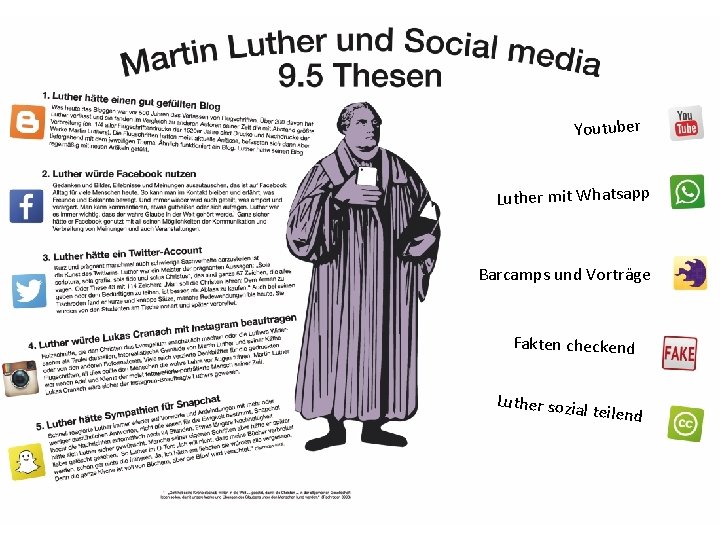 Youtuber Luther mit Whatsapp Barcamps und Vorträge Fakten checkend Luther sozia l teilend 