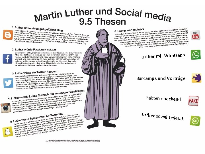 Luther mit Whatsapp Barcamps und Vorträge Fakten checkend Luther sozia l teilend 