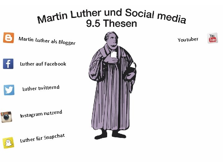 Martin Luther als Blogger Luther auf Facebook Luther twitternd nd tze Instagram nu pchat